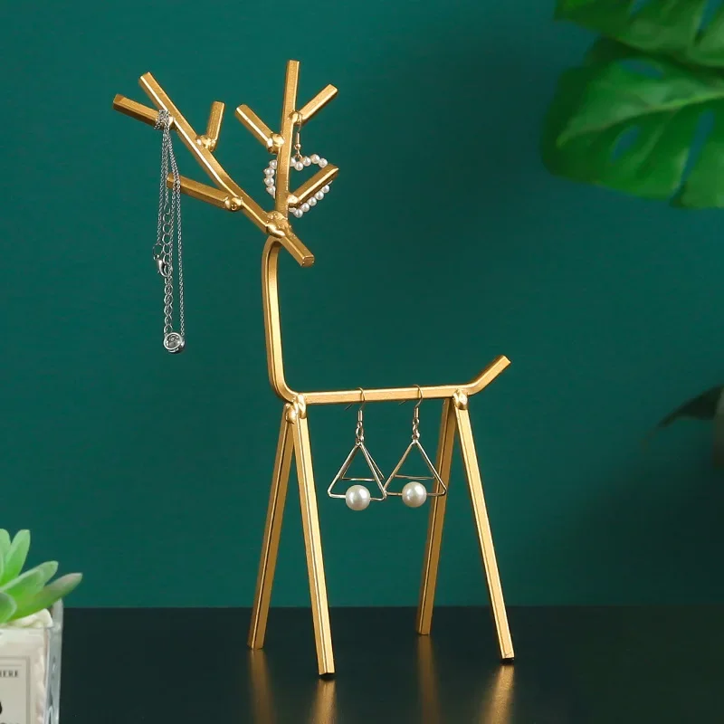 

Jewelry Display Stand Deer Creative Desktop Makeup Home Decoration Necklace Bracelet Earrings Ring Storage Rack Organizer Shelf