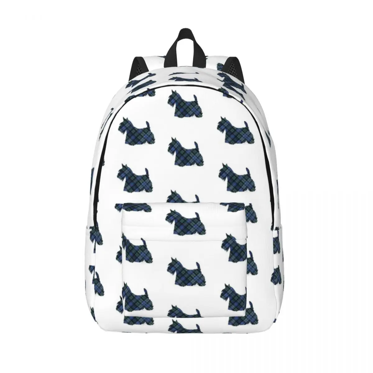 Scottish Terrier Black Tartan Backpack for Boy Girl Kids Student School Bookbag Scottie Dog Daypack Preschool Kindergarten Bag