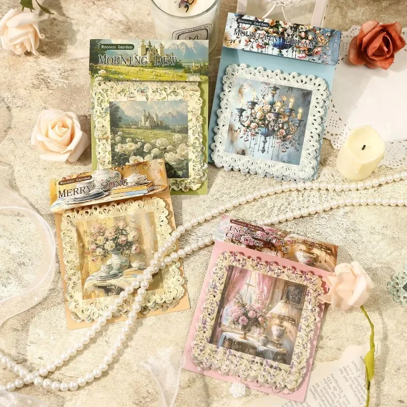 20Pcs Material paper Pack Rococo garden vintage hollow flowers handbook Writing handbook collage decoration Scrapbook 177*121mm