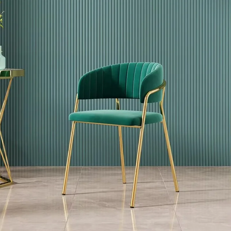 Light Luxury Modern Design Metal Makeup Chair with Backrest for Girls' Bedroom Nail Shop Dressing Table Internet Popular Stool