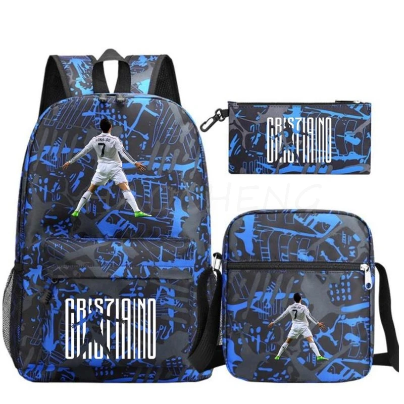 Fashion CR7 Backpack Trend 3Pcs Backpack Women And Men Backpack Waterproof Large School Bag Teenage Student Shoulder Bags