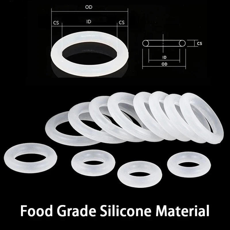 VMQ CS 1.2mm White Silicone Sealing Ring Food Grade Silicone Insulation Shape Sealing O-ring Silicone Ring OD3.5-40mm