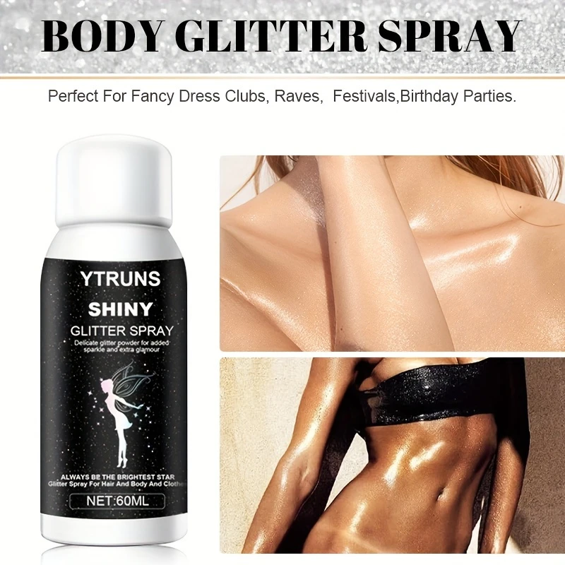 Błyszczący rozświetlacz w sprayu - 60ml, wysoki połysk, efekt shimmer na usta, oczy, twarz i włosy, idealny na imprezy, podkreślający makijaż.