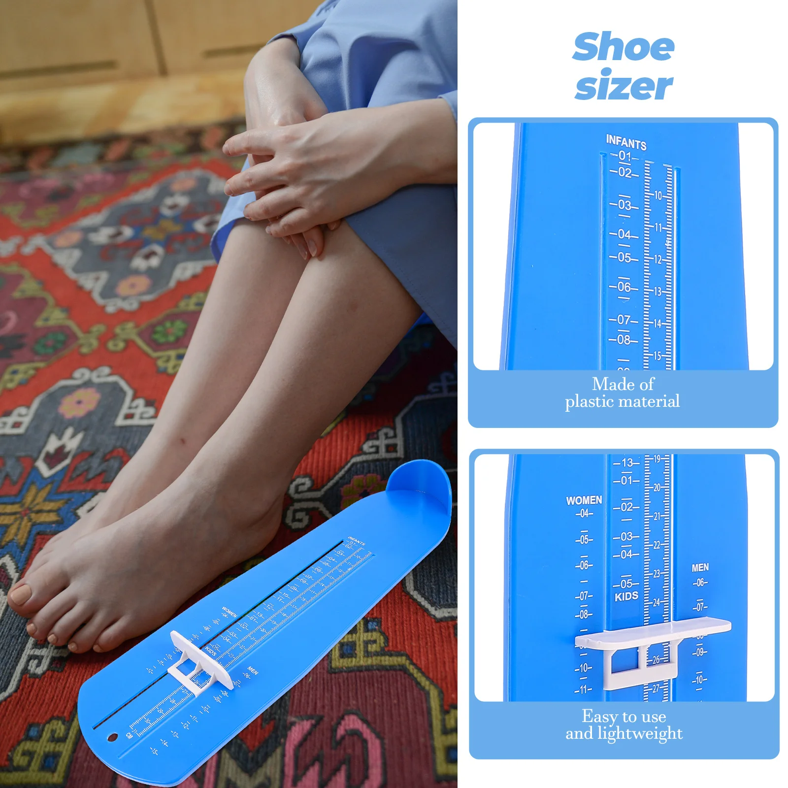 Shoe Size Measuring Tool Foot Ruler US Feet Measure Sizer Gauge Device Length Aldult
