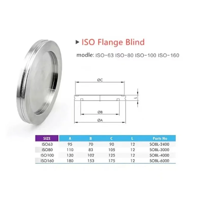 Vacuum Flange Cover ISO 63 80 100 160 200 Flange Plate 304 Stainless Steel Blind Plate