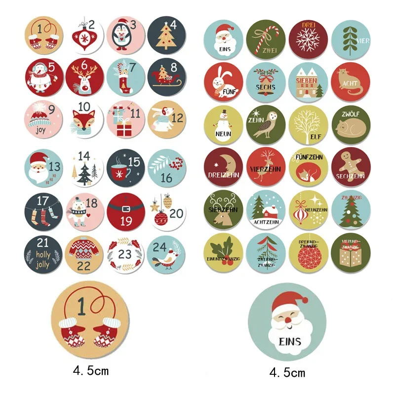 1sheet Christmas Sticker Advent Calendar Number Merry Christmas Gift Packaging Sealing Label Decor Sticker Xtmas Gift Decor