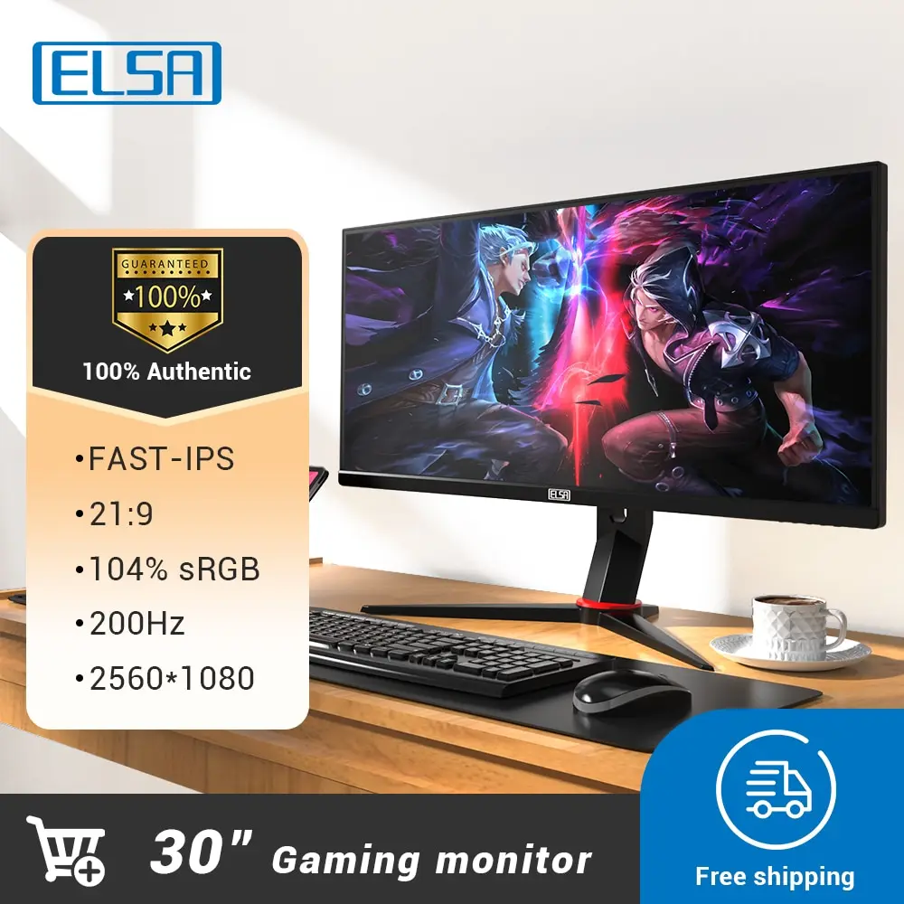 

ELSA 30 Inch Gaming Monitor IPS 200Hz 1ms Response 2560x1080 For Office and Play 30G1P