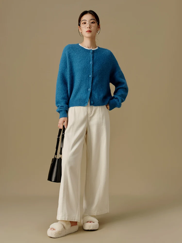 大きいサイズの女性のラウンドネック通勤ニットウェアカーディガンファッショナブルな多用途冬新着シングルピースニットジャケット