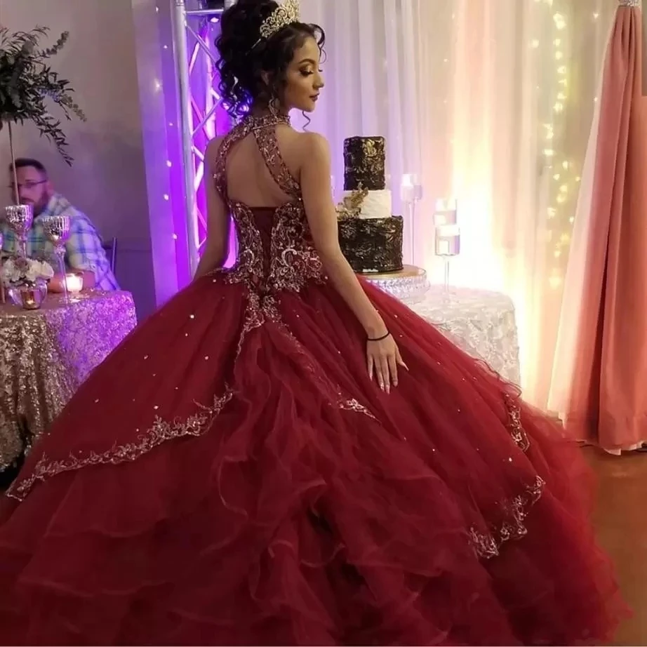 ANGELSBRIDEP-Robe de Quinceanera à Col Haut, Tenue Éducative de 15 Ans, à la Mode, avec Applique, pour ixd'Anniversaire de 16 Ans