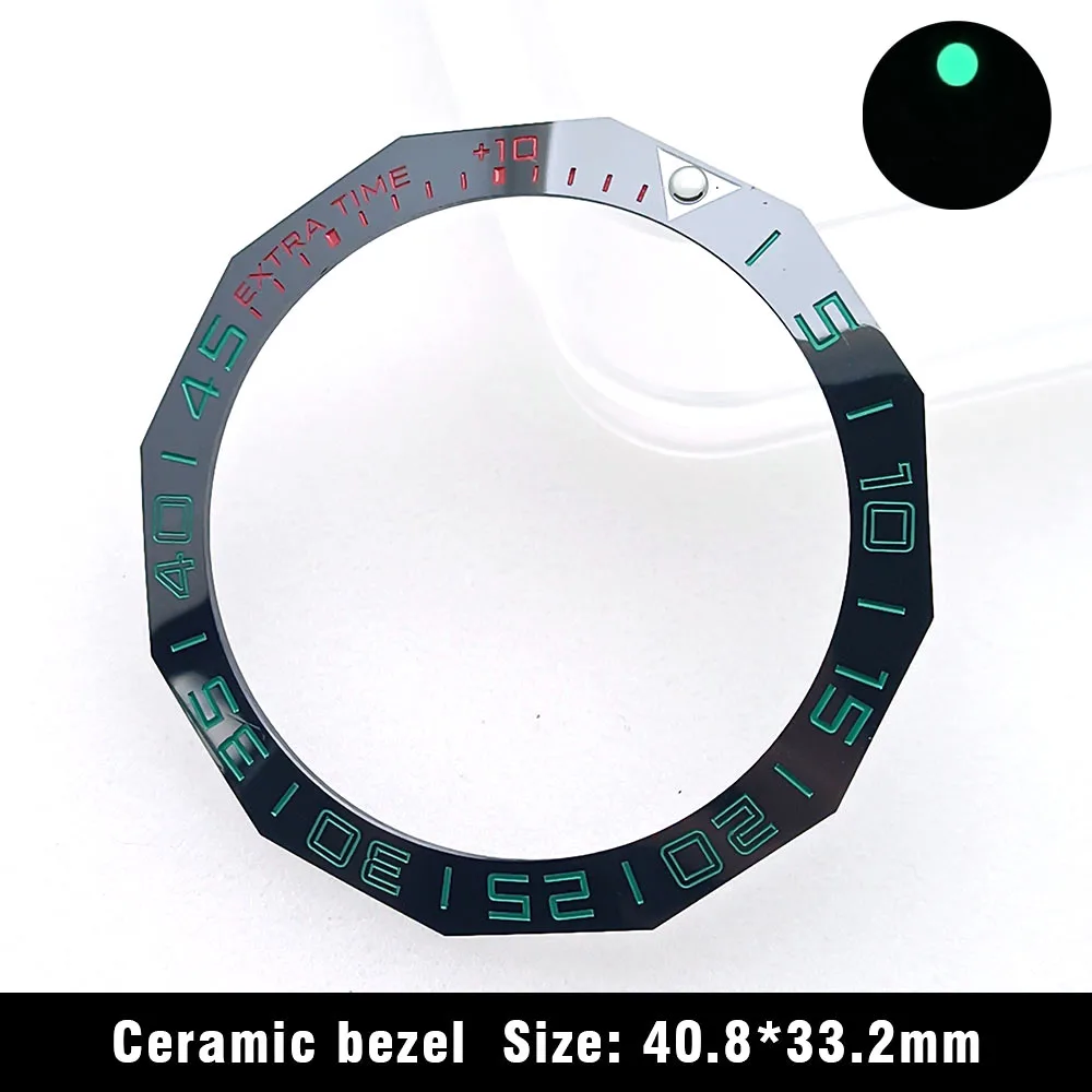 TAG 40.8MM * 33.2MM 12-sided bezel tilted luminous ceramic green luminous frame prism ceramic inlaid ring watch accessories