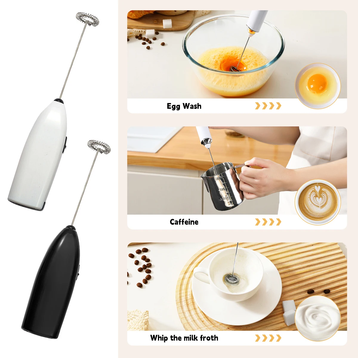 

Automatic Egg Beater Foam Coffee Machine Whisk Electric Milk Frother Mixer Without Battery Portable Kitchen Coffee Whisk Tools