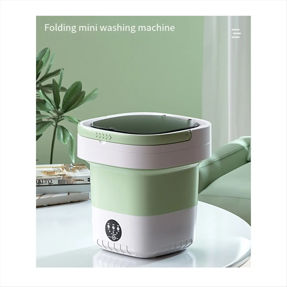 BaoBao- Mini Folding Washing Machine 12L Capacity Automatic Home Portable Multifunction Baby Underwear Washing Machine US Plug C