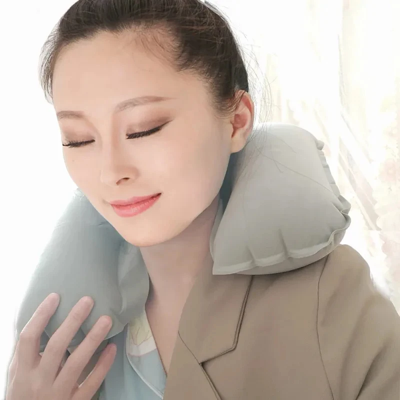 1/2pcs Portable U Shape Inflatable Travel Pillow Adjustable Travel Inflatable Neck Pillow Air Cushion For Airplanes Traveling