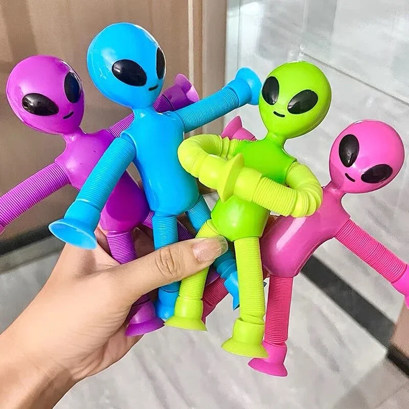 Funny Telescopic Alien Suction Cup Toys Kid Children Anti-stress Squeeze Fidget Playing Pop Tube Sensory Games Early Education