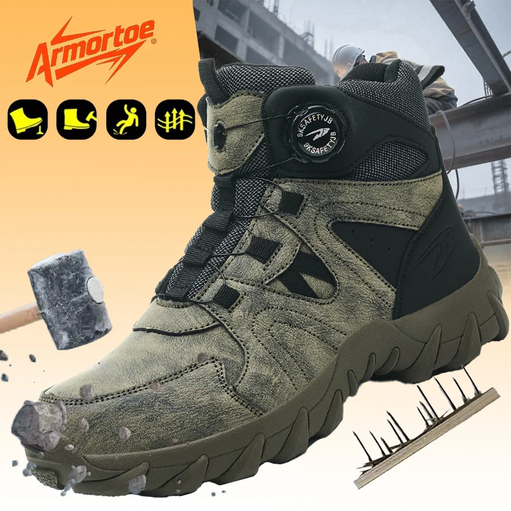 

ArmorToe Steel Toe Work Boots High Top Anti-Impact Puncture Proof Slip Abrasion Resistant All-Day Comfort #Armor2765