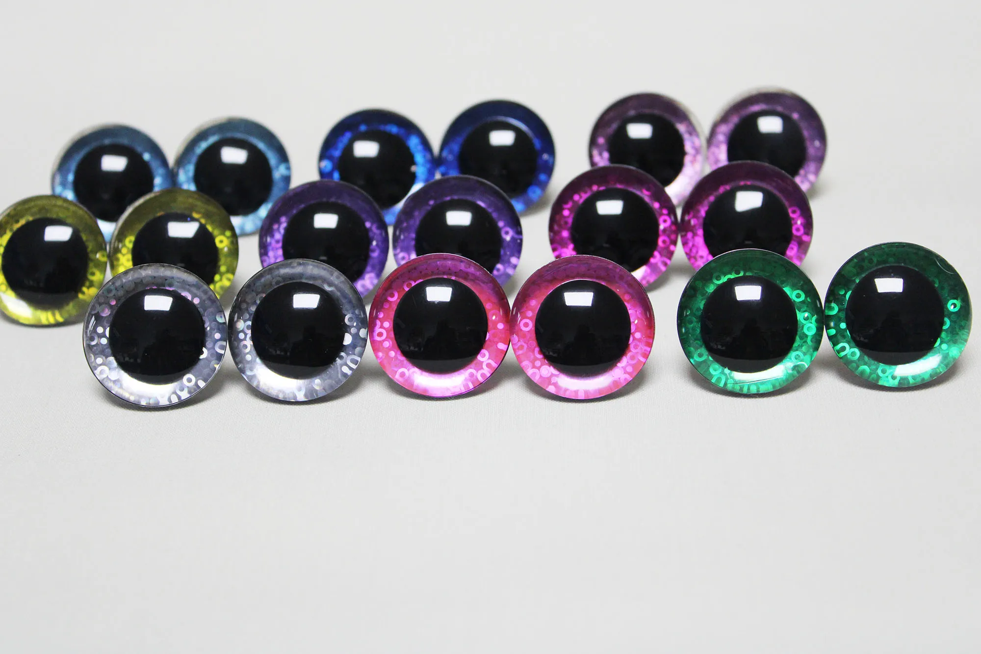 100pcs new style  14MM to 35mm craft animal eyes  New Lovely  glitter toy safety eyes 3D  doll pupil with washer--color option-Q