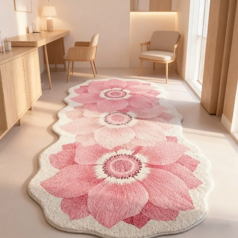 

Colored Floral Floor Mat Bedroom Girl's Heart Absorbent Foot Mat Bathroom Non Slip Mat Home Decoration Machine Washable