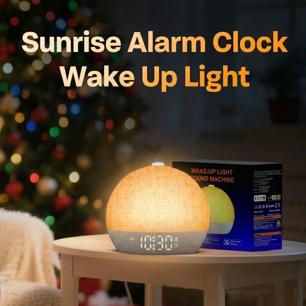 Sunrise Alarm Clock Wake Up Light for Heavy Sleepers, 30 Soothing Sleep Sounds, Dimmable Night Light,for Bedroom Christmas Gift