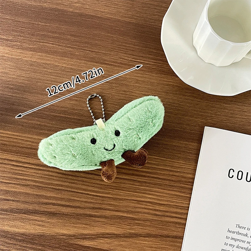 Cute Cucumber Plush Toy Keychain Cartoon Vegetables Soft Stuffed Doll Pendant Car Key Ring Backpack Bag Decor Kid Gift