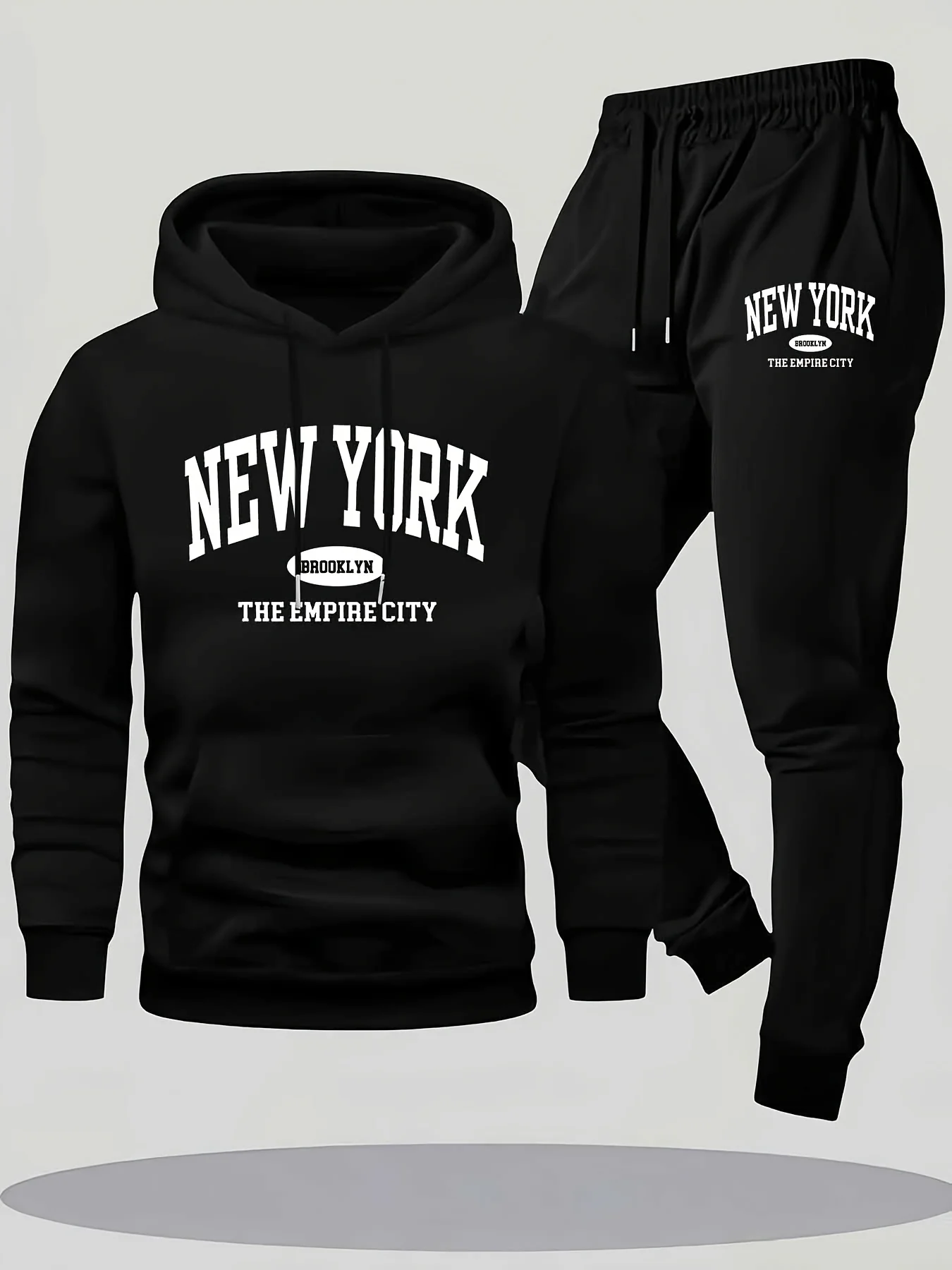 

Men'S New York City Graphic Hoodie & Sweatpants Set - Cozy Fleece-Lined Casual Outfit with "NEW YORK" Print,