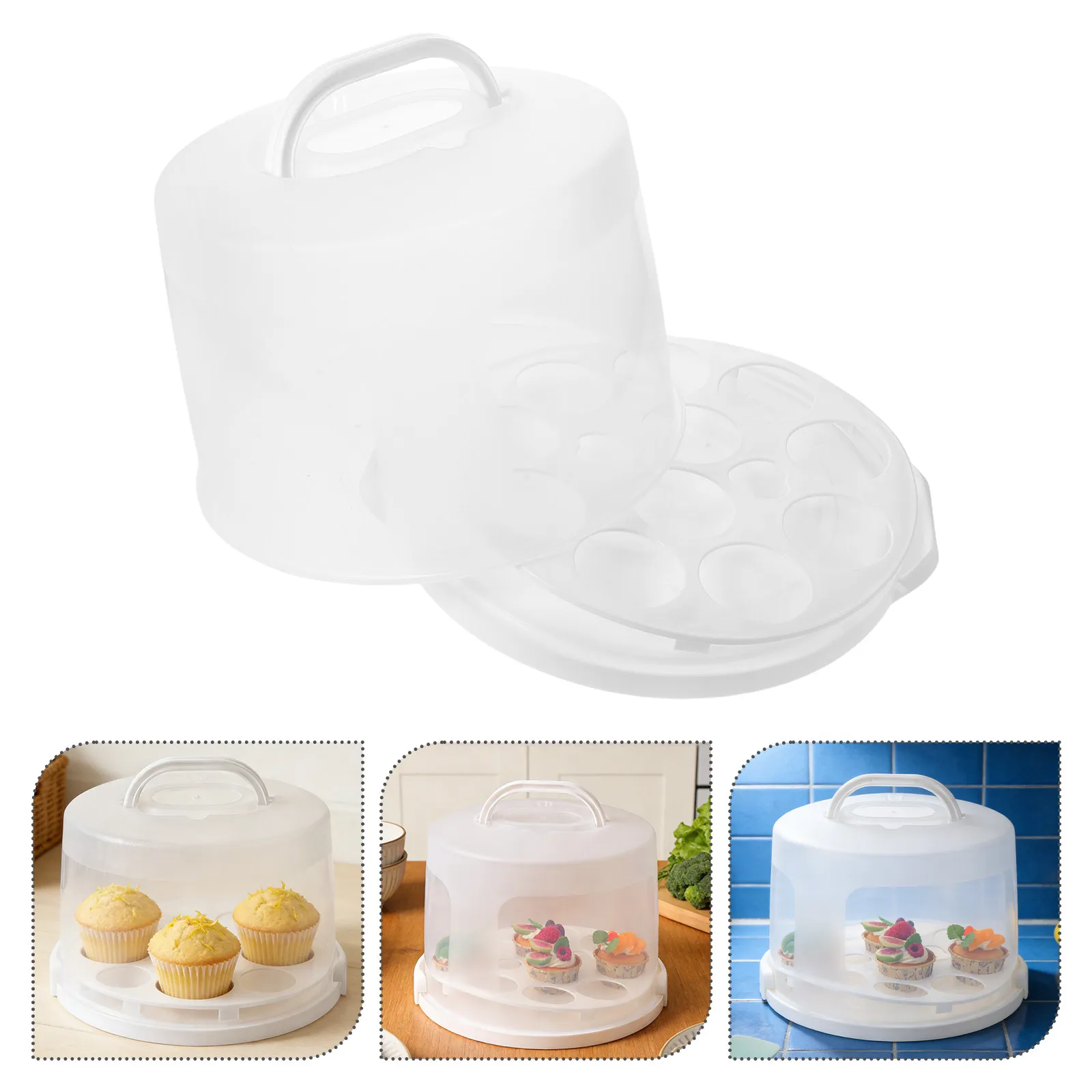 10 Inch Round Transparent Cake Carrier with Locking Dome Lid Portable Reusable Dessert Box for Parties Picnics Baking Events