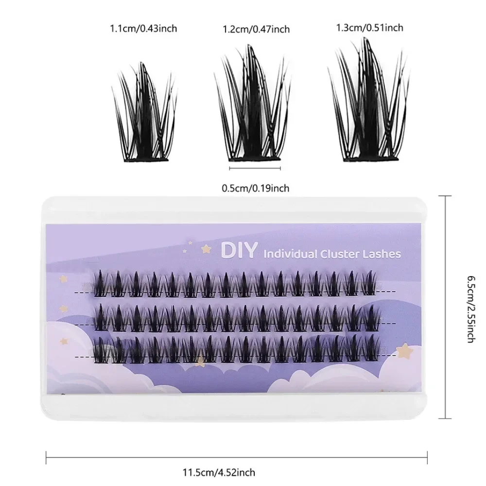 Individual Lashes 48 Cluster Lashes, Little Devil Style False Eyelash, Natural Simulated Segmented Single Cluster Lashes