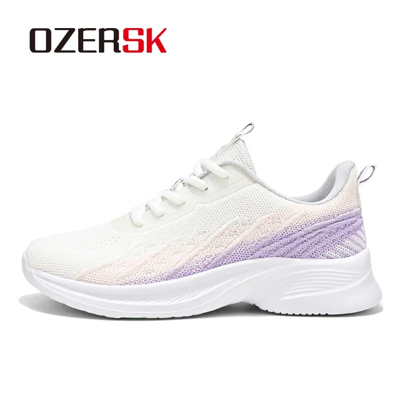 OZERSK Women's Shoes Light Non-Slip Fly-Woven Comfortable Soft Soled Breathable Lightweight Casual Single Elevator Shoes Women