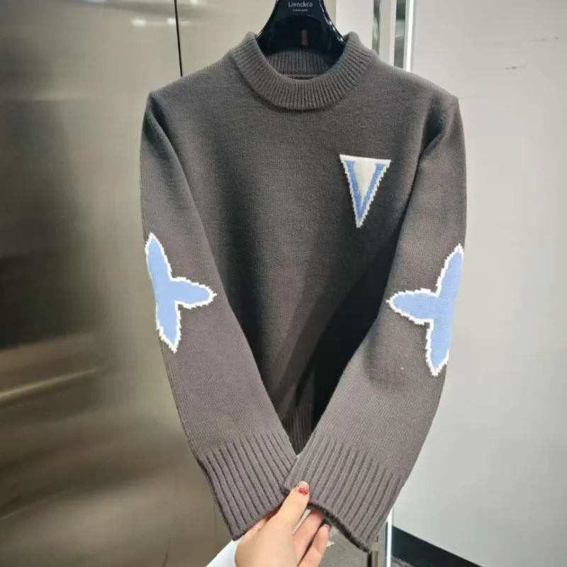 

Original Design Autumn New Faion Simple Knitted Sweater Comfortable Casual Versatile Cool round Ne Sweater for Men