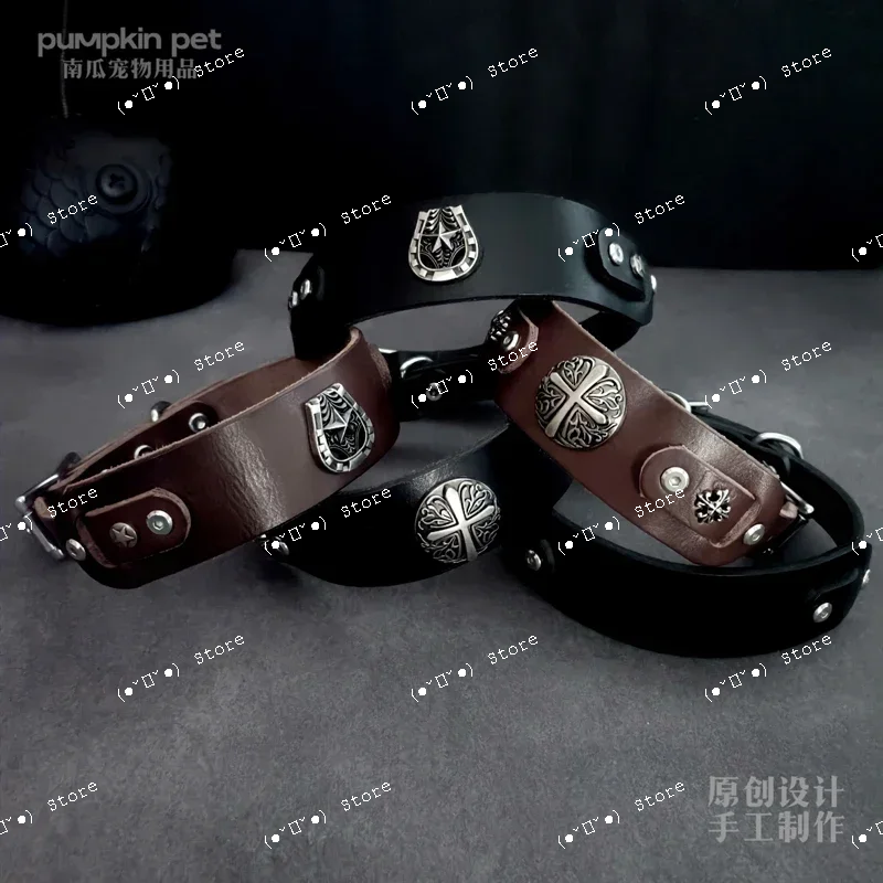 

Handmade Leather Pet Collar Medium and Large Dog Collars Marinois Doberman Correa Perro Dogs Accessories Pet Supplies