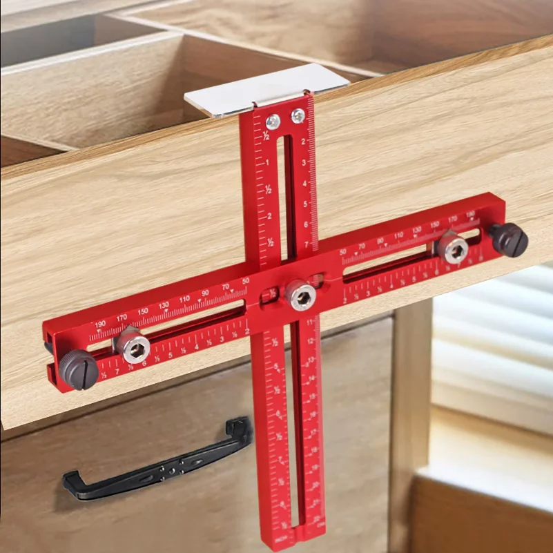 Metric/Inch Handle Template Jig Drill Guide Cabinet Handle Knob Template Locator PunchTool Drawer Installation Positioning Ruler