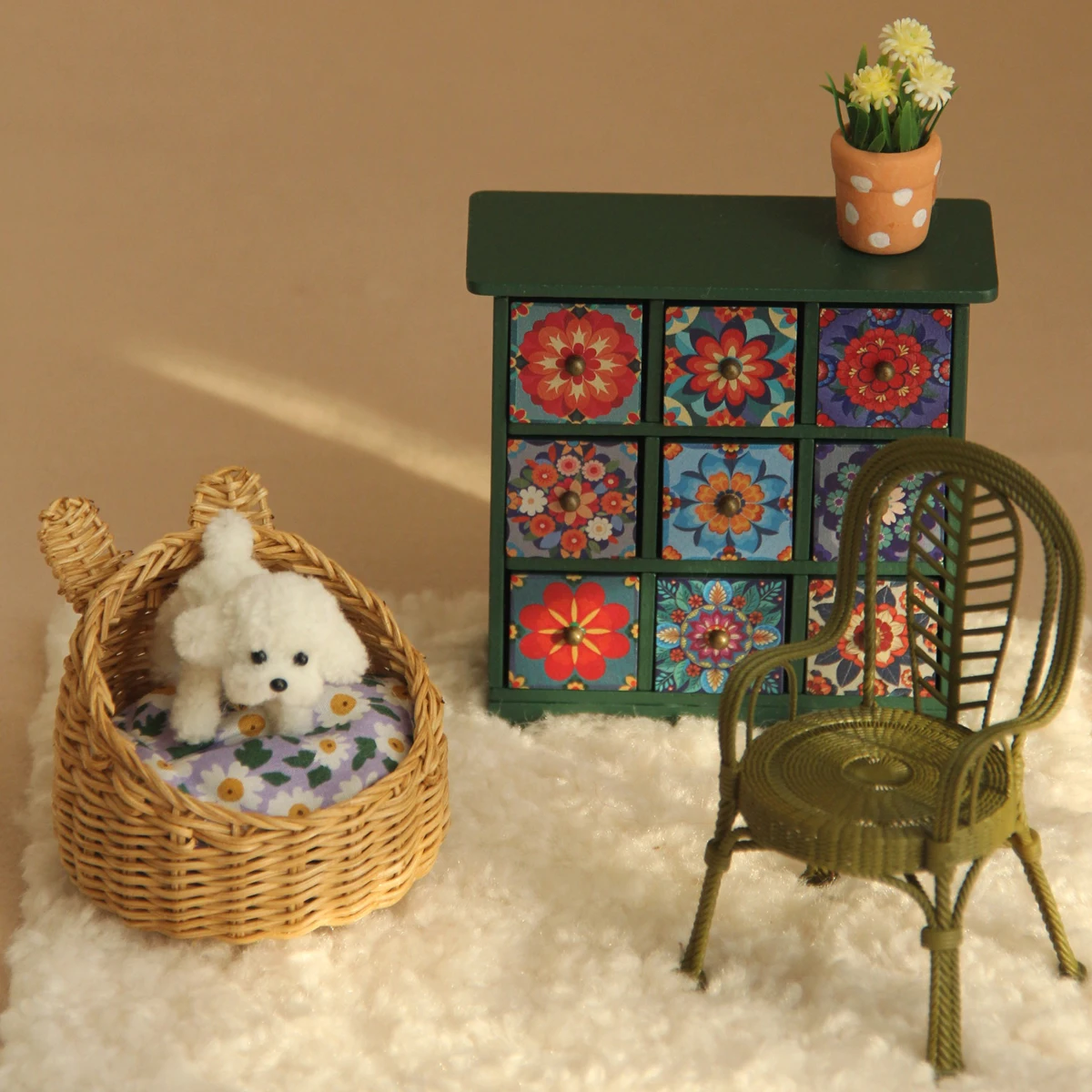 Mini Kunstmatige Speelgoedhuis Meubels 1:12 Houten Opbergkast Geschikt voor Bjd Ob11 Poppenhuis Woninginrichting