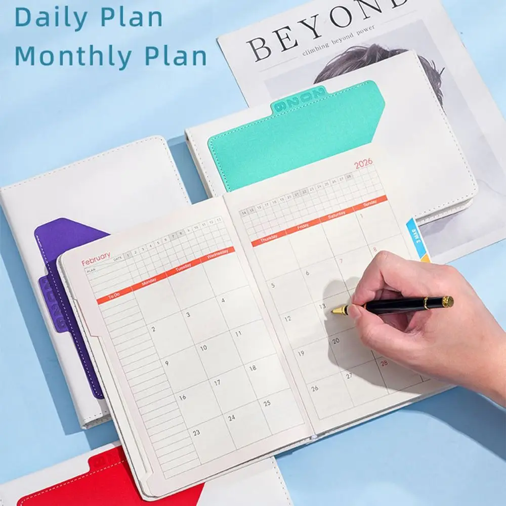 English 2026 Schedule Planner Notepad 12 Months Wear-resistant A5 Agenda Planning Notebook Portable Simple Diary Writing Pads