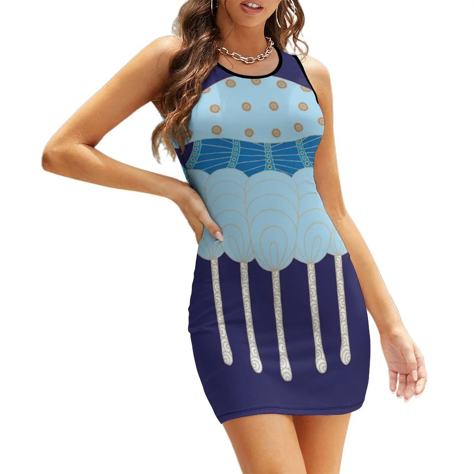 

Australian Aboriginal Art - Australian Spotted Jellyfish Sleeveless Sundress Summer women's clothing summer women's suit