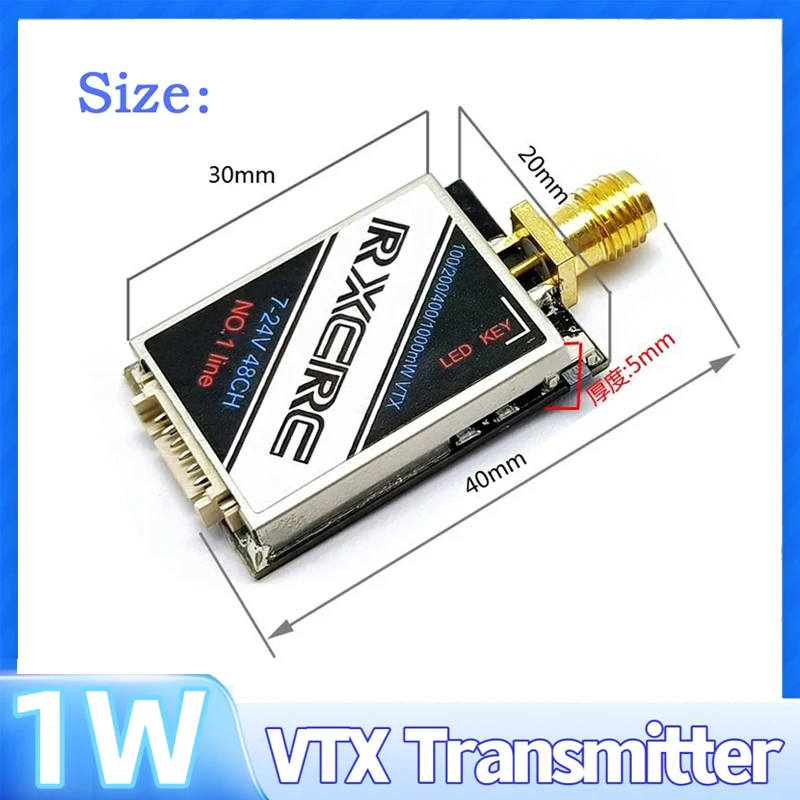 SLONWAKE 5.8G 48CH 1000mW وحدة إرسال VTX قابلة للتعديل للطاقة TBSprotocol للمركبة الجوية بدون طيار RC FPV.