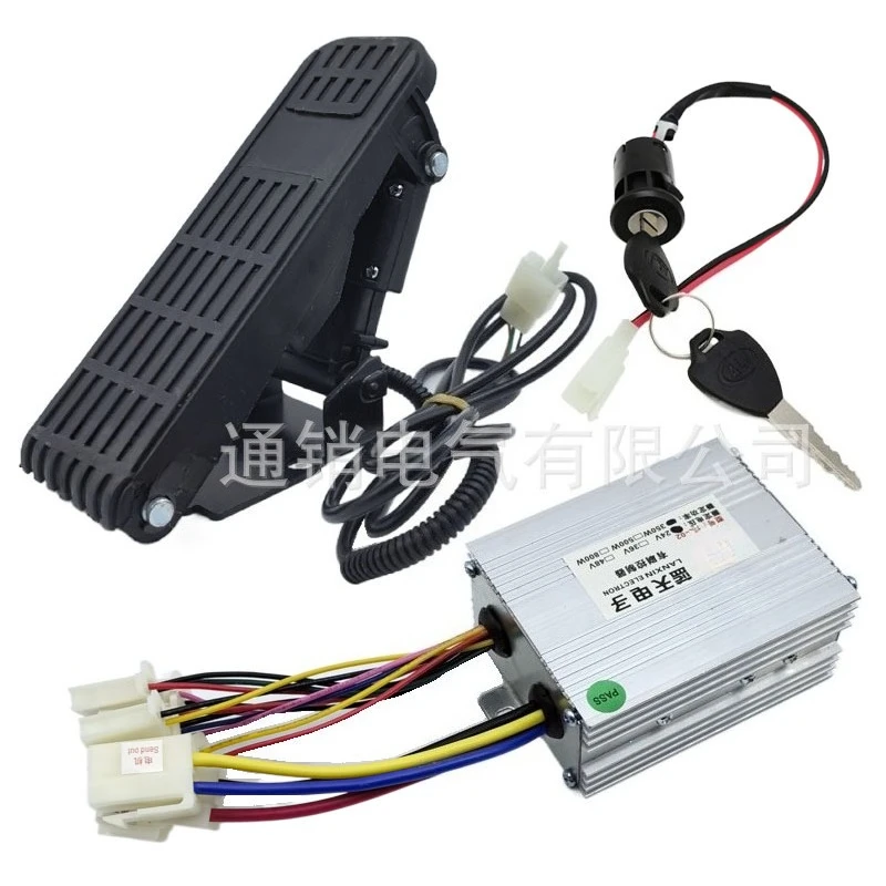 800W DC Brush Motor Controller with Foot Throttle Accelerator & Key Switch Lock – for Electric Vehicles