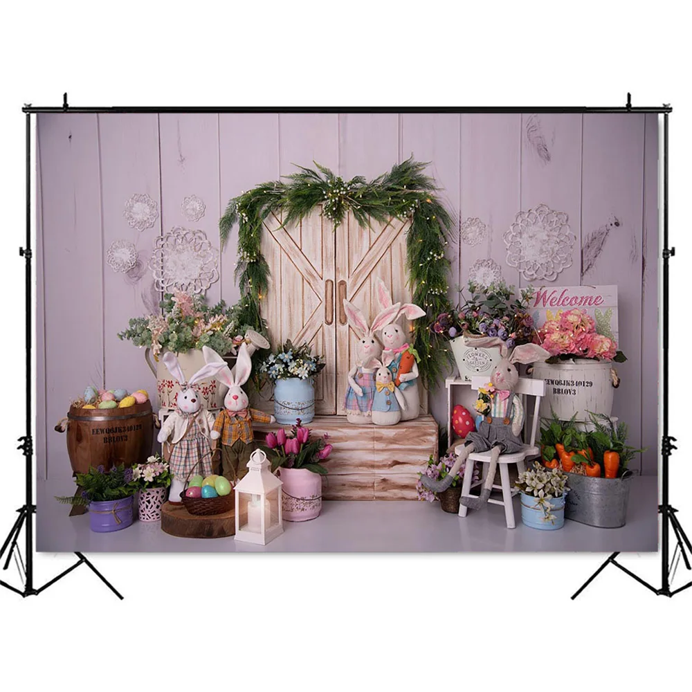 Easter Cute Bunny Backdrop for Photoshoot Newborn Kids Spring Cake Smash Portrait Background for Photographic Studio Family