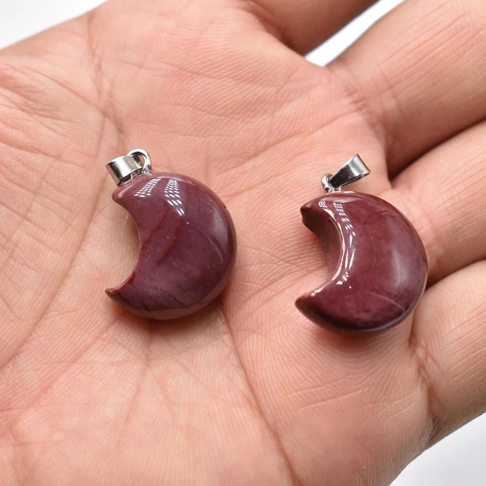 Wholesa 12 Stück/Set Natürlicher Tigerauge-Stein Rosenquarz-Anhänger Mondform Halskette Schmuckherstellung DIY Geschenk für Frauen Kostenloser Versand – Detail 4