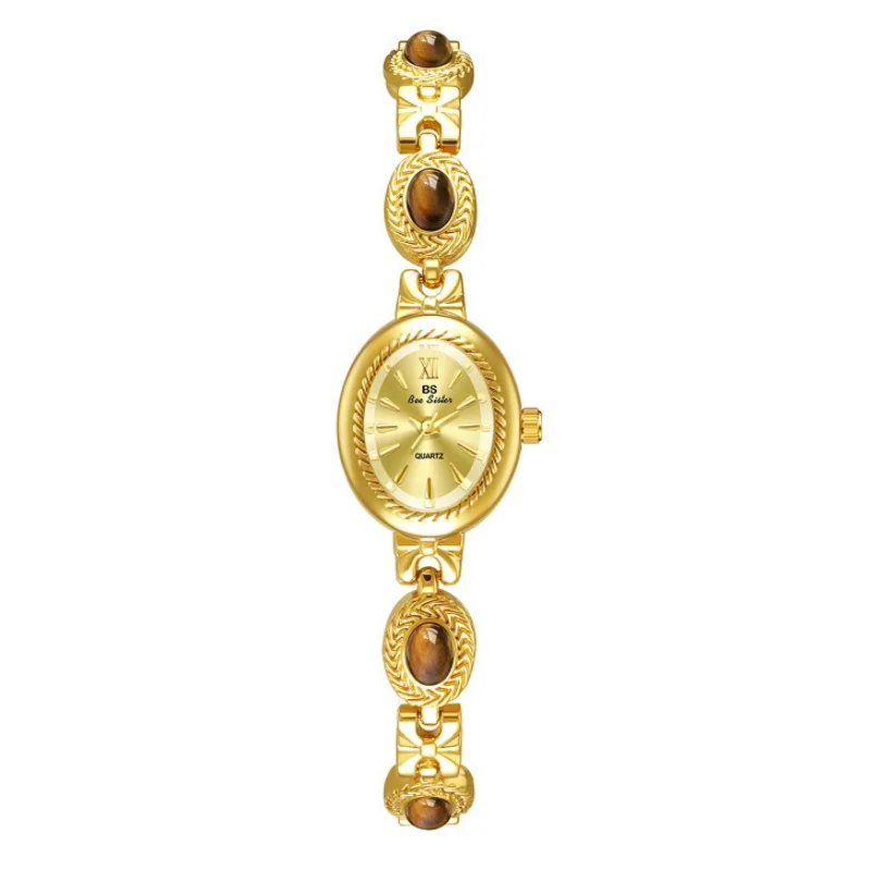 BS 1859 Orologio al quarzo da donna alla moda Retro quadrante piccolo Semplice ed elegante braccialetto di gioielli Orologi Orologio da polso da donna casual marrone
