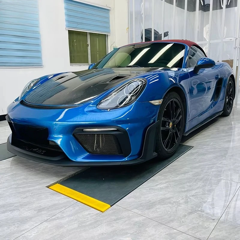For 718 Boxster 981 Upgrade GT4 RS Spydes Front Bumper Body Kit with PP Material Car Grille and Rear Diffuser New Condition 3