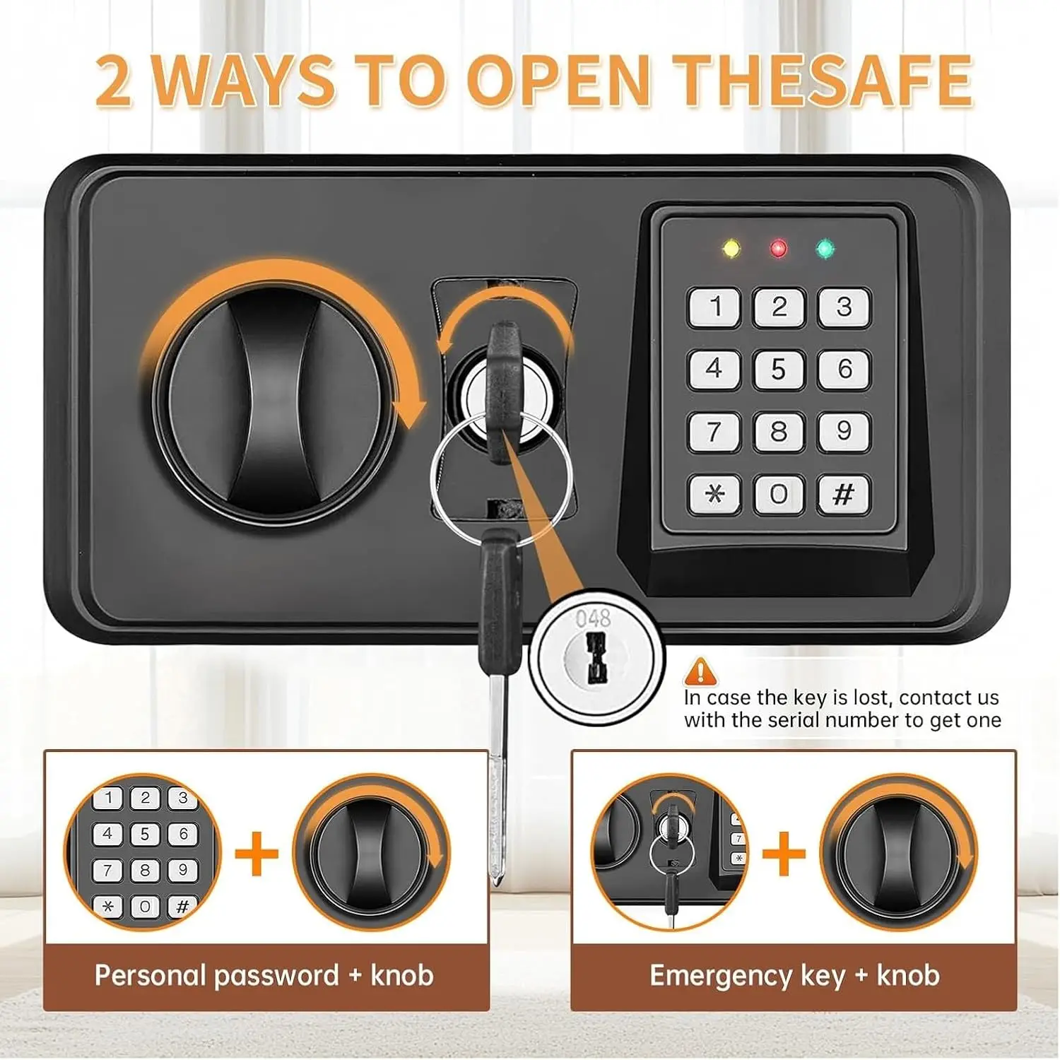 3.0 Cub Large Home Safes Fireproof Wterproof, Anti-theft Fireproof Safe with Programmable Keypad, Spare Keys and Alarm Systerm,