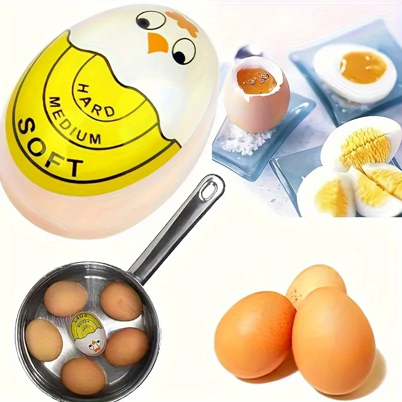 1Pc Egg Timer Color Changing Indicator Boiled Egg By Temperature Indication Cute Cartoon Face Home Kitchen Tools Durable Gadget