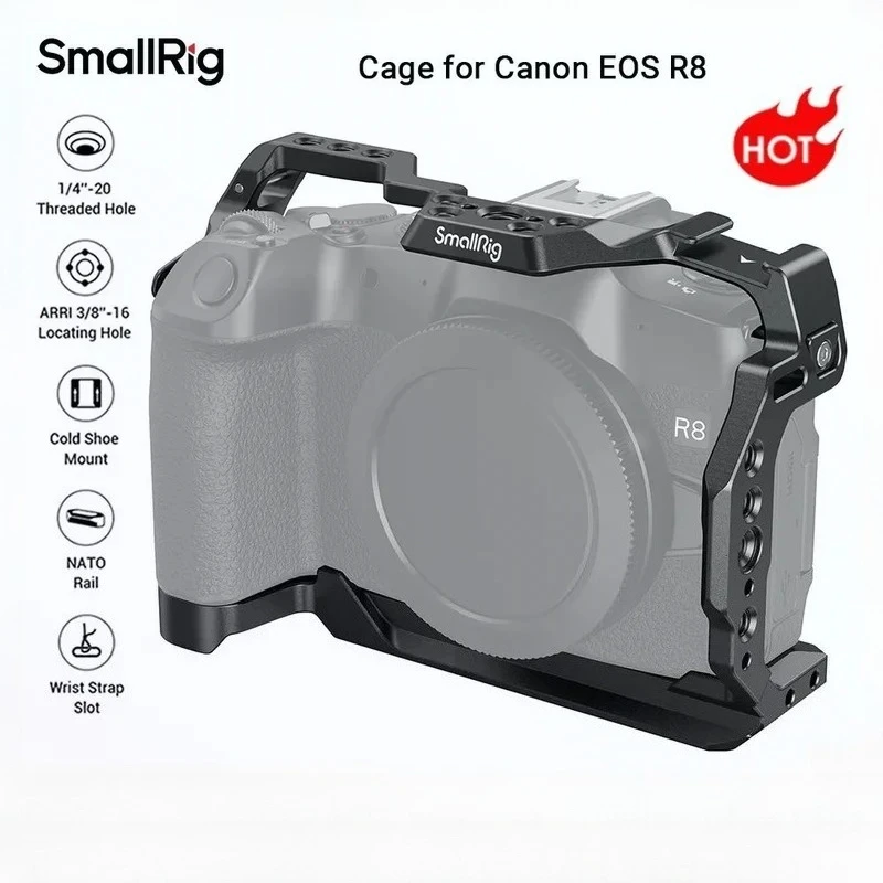 SmallRig 4212 Camera Cage for Canon EOS R8 Arca-Swiss Quick Release Plate Fit DJI Gimbal Tripod 1/4