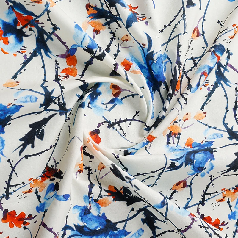 Tela de popelina de algodón Vintage Floral de los años 60, vestido Qipao estampado de estilo chino, Material DIY, nuevo textil asiático Diy, tapicería de decoración del hogar