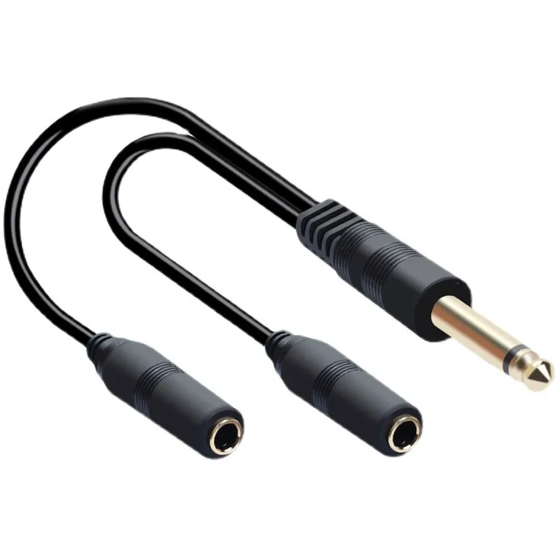 1 to 2 Stereo Audio Cable Splitter Single Dual Sound Channel 6.35mm Jack Male to Female Plug Adapter Speaker Cord Converter Wire