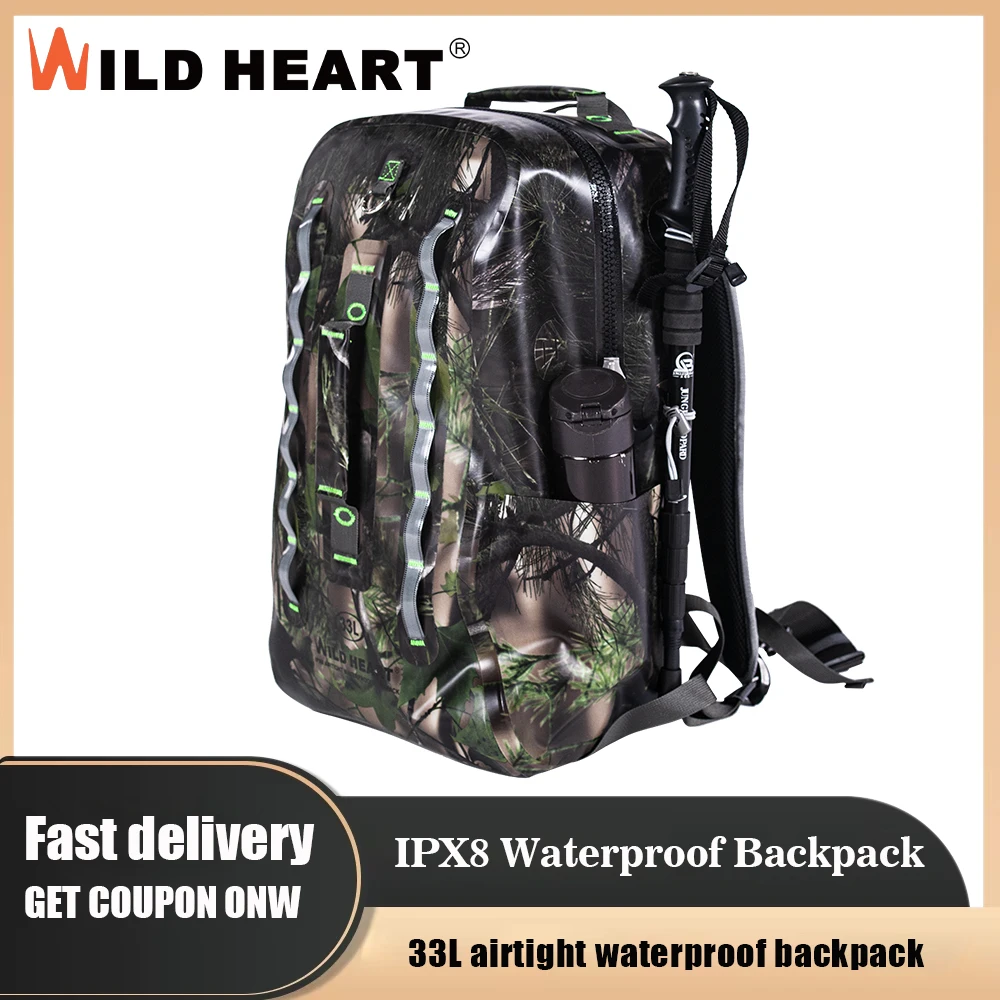 

Airtight Waterproof 33L Backpack for Men Women Outdoor Rucksack for Surfing Drifting Water Activities