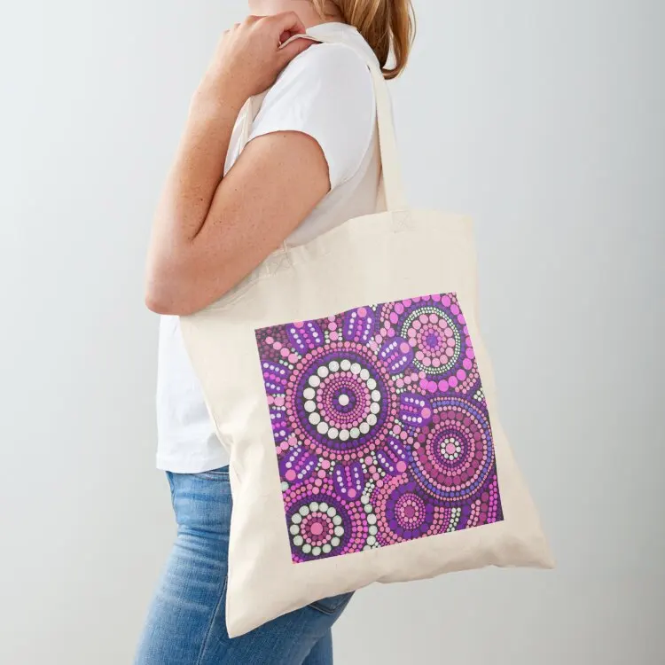 Aboriginal Art Pink Pattern Family Gathering Tote Bag bag for beach Big bag women hand bags shopper women