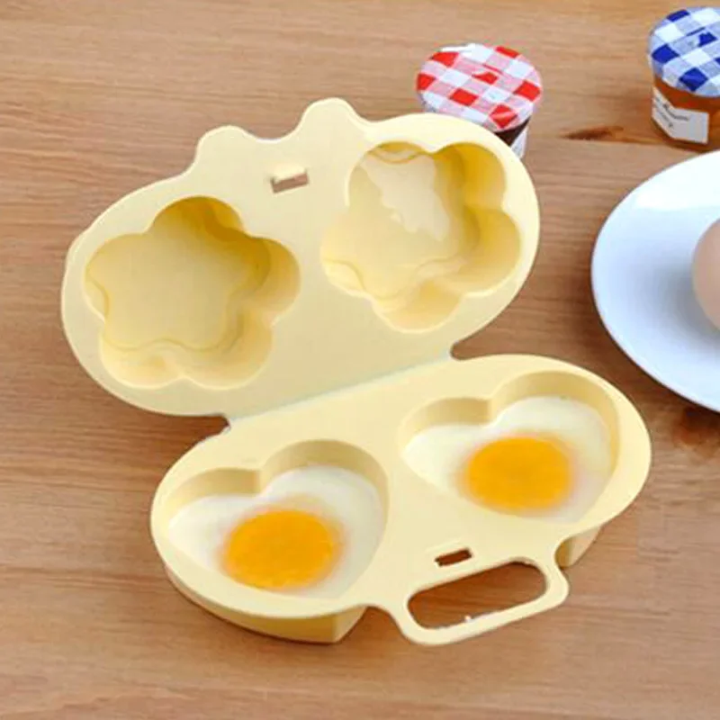 Home Microwave Oven Heart&Flowers Shape Eggs Steamer Cooking Mold Climber Egg Poacher Kitchen Gadgets Press Fried Eggs Tool