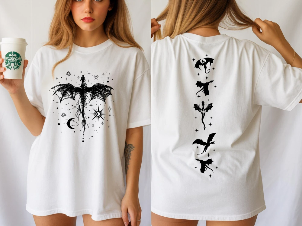 Fourth Wing Throne of Glass Inspired Dragon Shirt Fantasy Bookish T-Shirt Romantasy Reader Gift Book Lover Tee BookTok Merch image 4