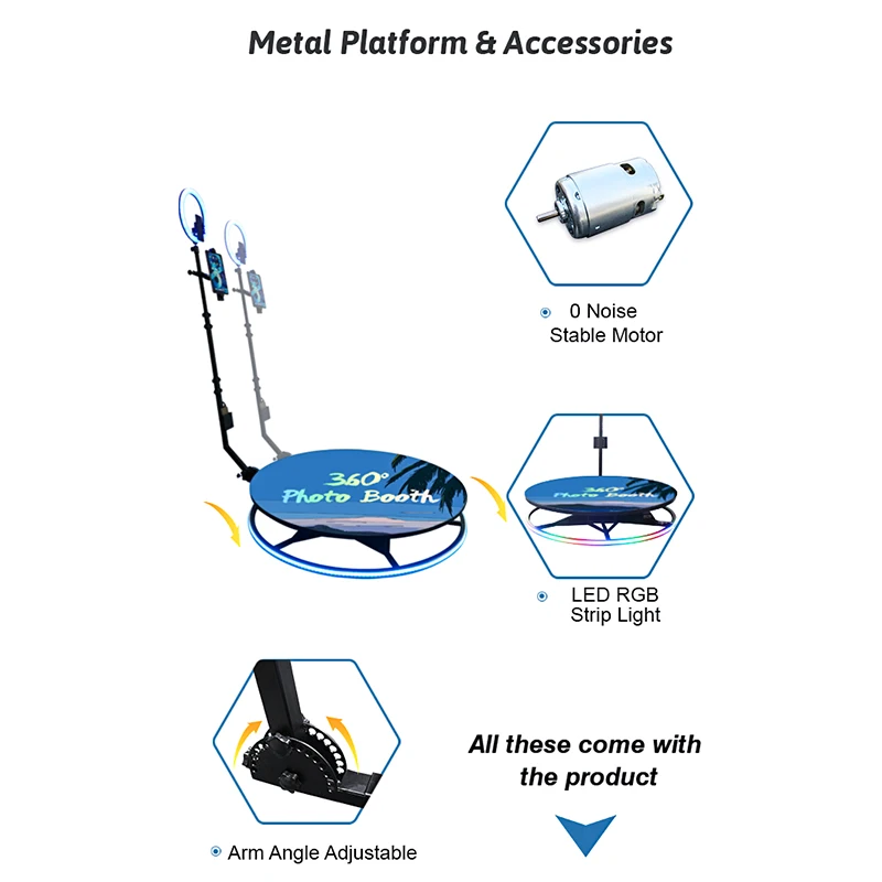 Photo Booth Com Luz Anel, 360 Graus Fill Light, Photobooth Automático, Acessórios Grátis, 360 Graus