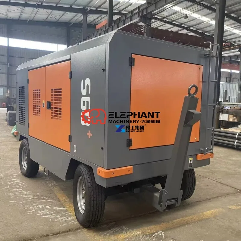 Stationary Diesel Screw Air Compressor Heavy Duty Machine for Water Well Drilling Mining Borehole Drilling Projects